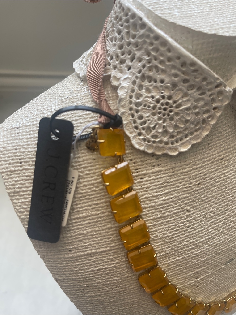 J.Crew Yellow Square Crystal Ribbon Tie Necklace - Picture 5 of 5